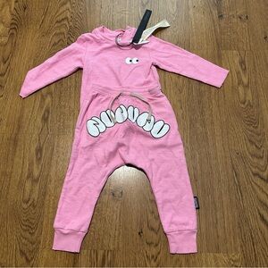 nununu Pink Kids two Piece graphic top pants 12-18 months NWT long sleeve